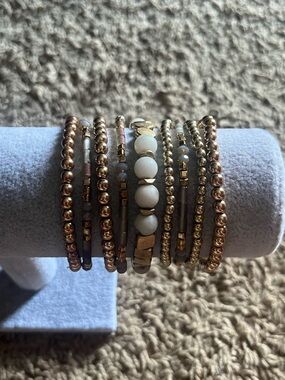 Gold Stacked Beaded Bracelet Set